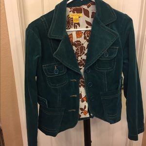 Teal Turquoise Corduroy Jacket Size Small